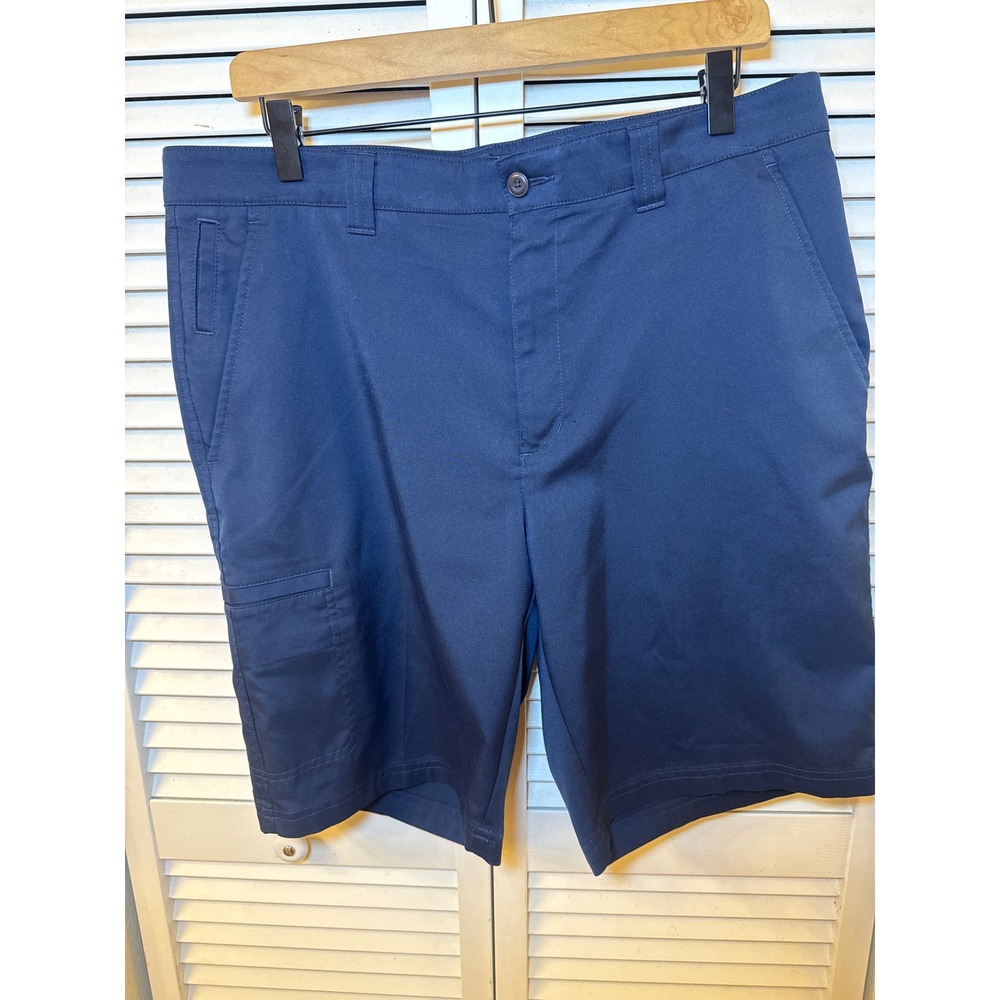 PGA Tour Mens Golf Shorts Navy Blue Flat Front Stretch Performance Size 34